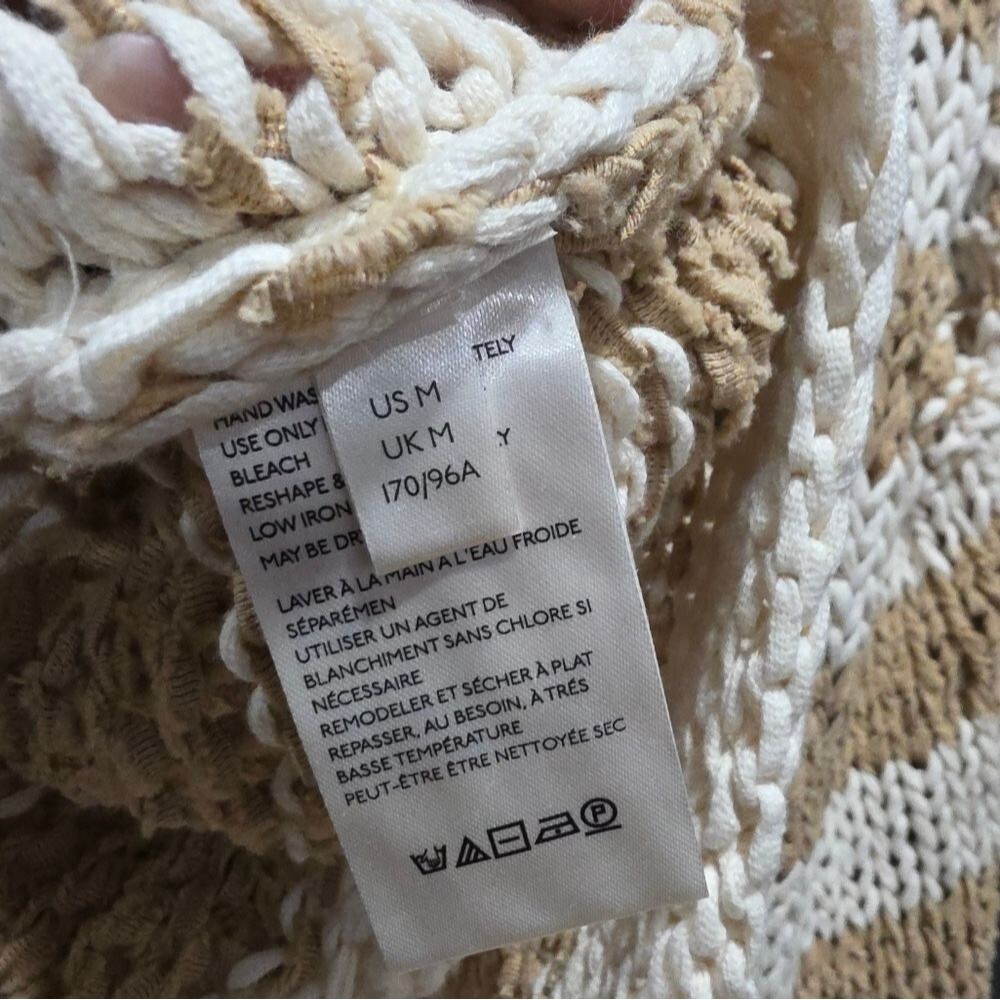Free People Women's Wave After Wave Loopy Knit Sleeveless Sweater Sz M Tan Cream - Picture 10 of 13
